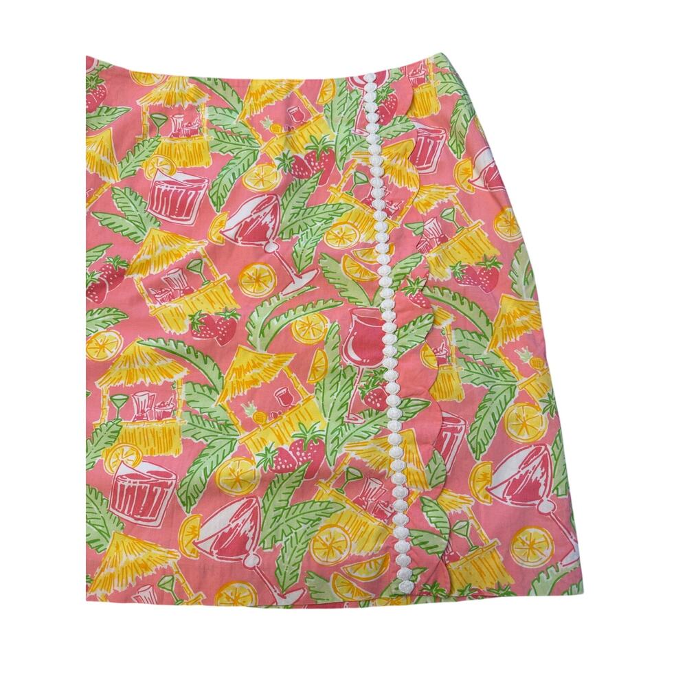 Vintage Lilly Pulitzer Juice Bar Mini Skirt 8 Pink Tiki Beach Preppy White Label - Picture 2 of 6